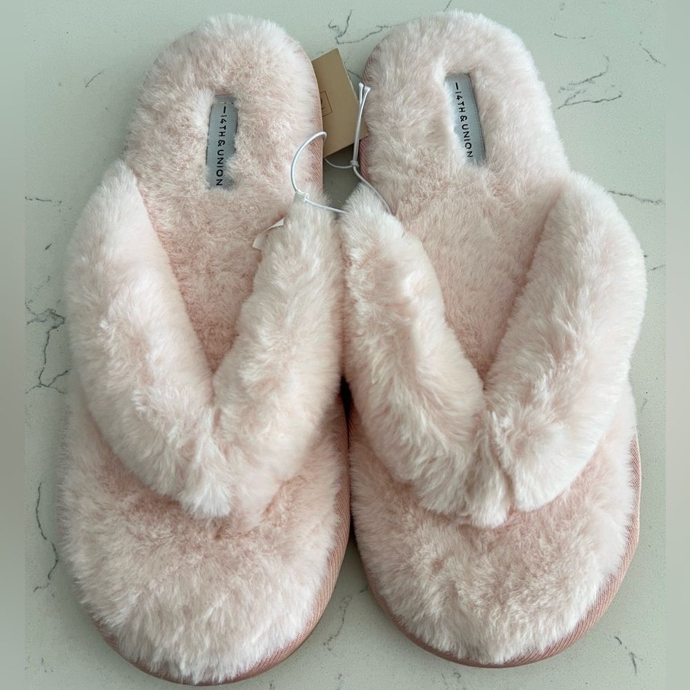 Fluffy slippers light pink